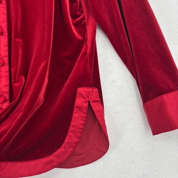 Soft Surroundings Esmarelda Velvet Blouse Top Size M Red Long Sleeve Stretch - Picture 7 of 12